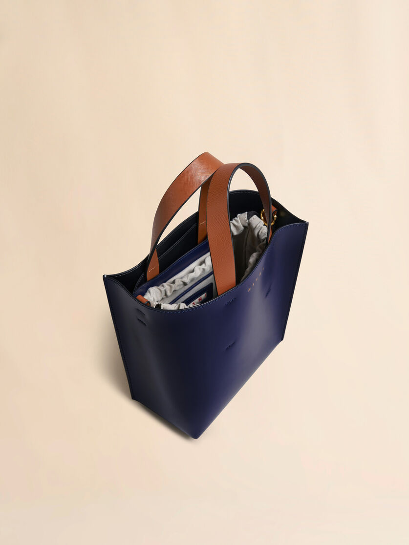 MUSEO mini bag in blue and white leather - Shopping Bags - Image 3