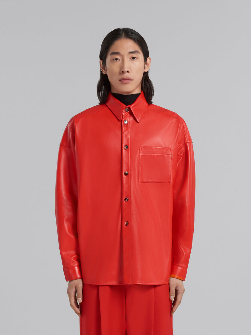 Red nappa leather shirt - Shirts - Image 2