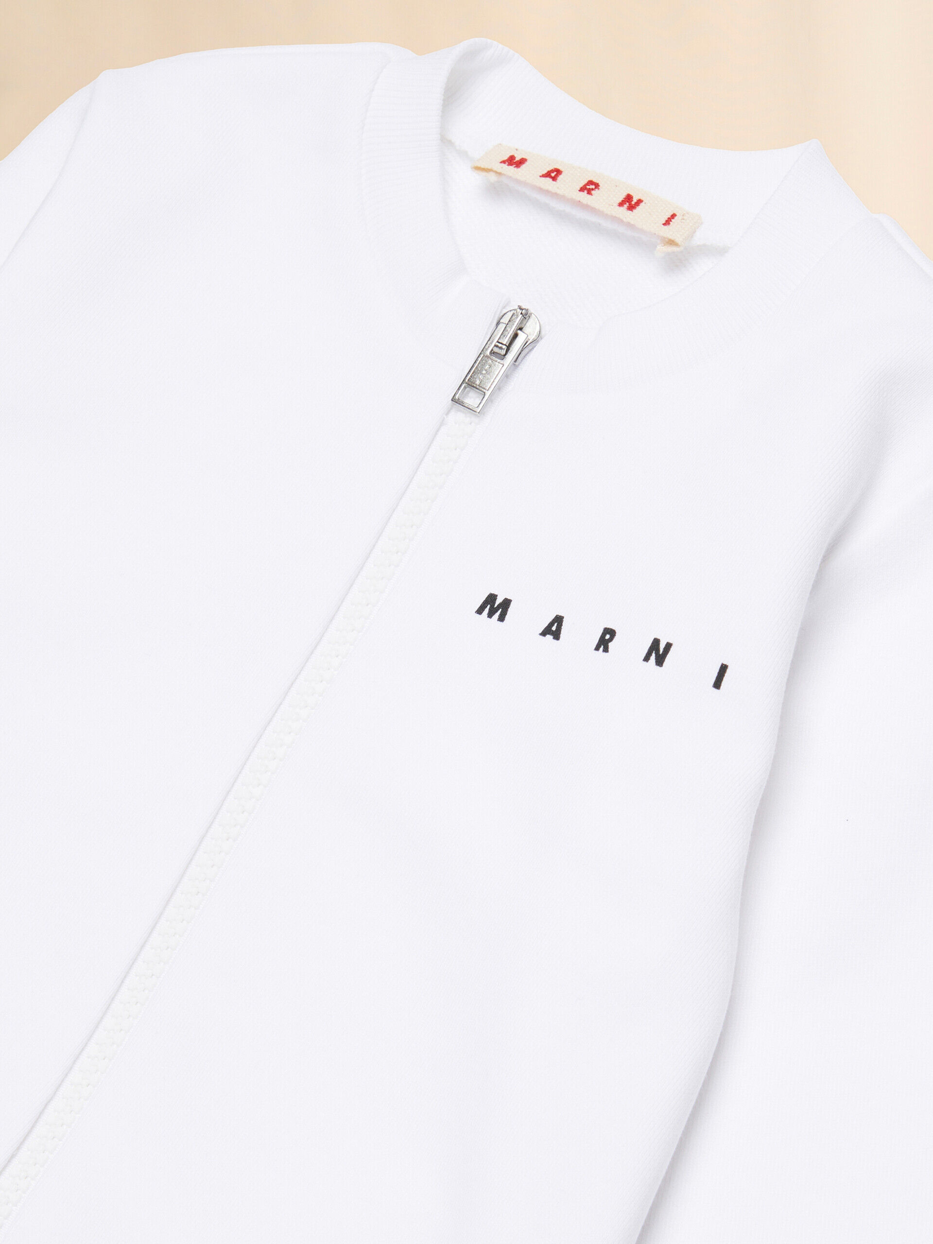 MARNI フード付きスウェット ホワイト ウィメンズ White cotton zipper sweatshirt with Marni print | Marni