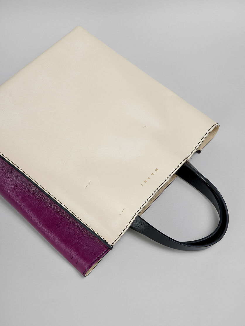 MUSEO SOFT small bag in white and purple leather - Shopping Bags - Image 5