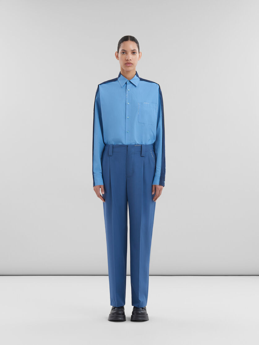 Blue tropical wool pleated trousers | Marni