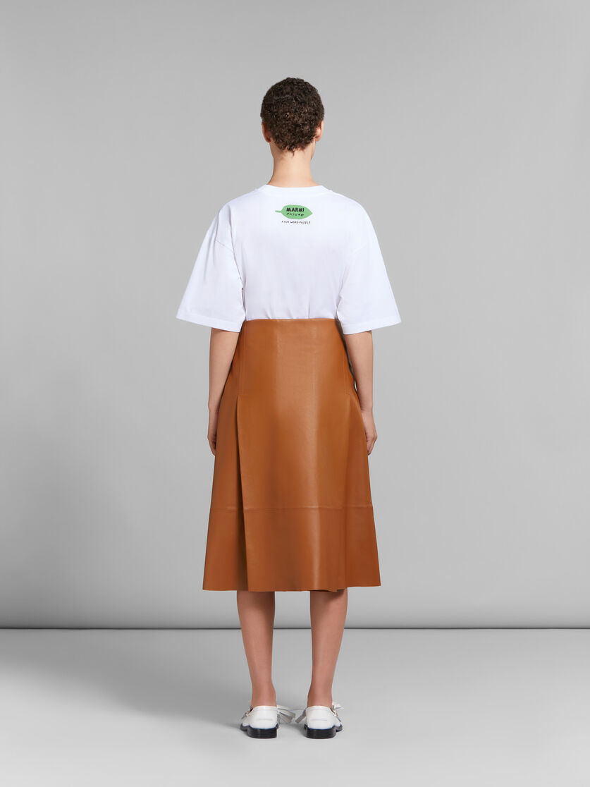 Brown nappa leather midi skirt - Skirts - Image 3