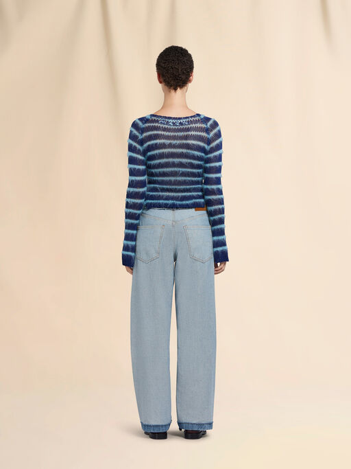 Blue inside-out denim carrot-fit jeans - Pants