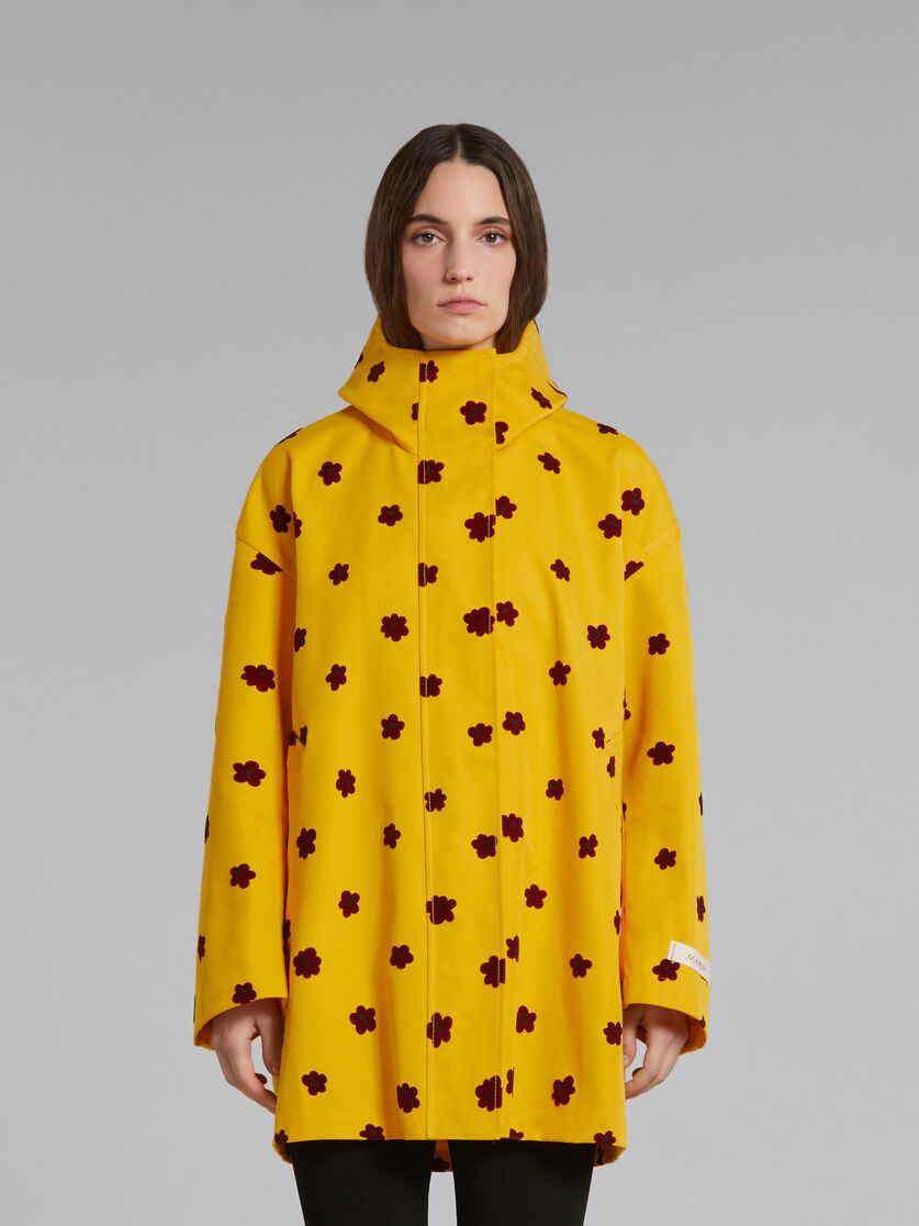 Yellow parka with Draft Flower print - Jackets - Image 2