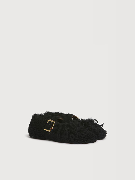 Black shearling ballerina with buckle - Ballet Shoes