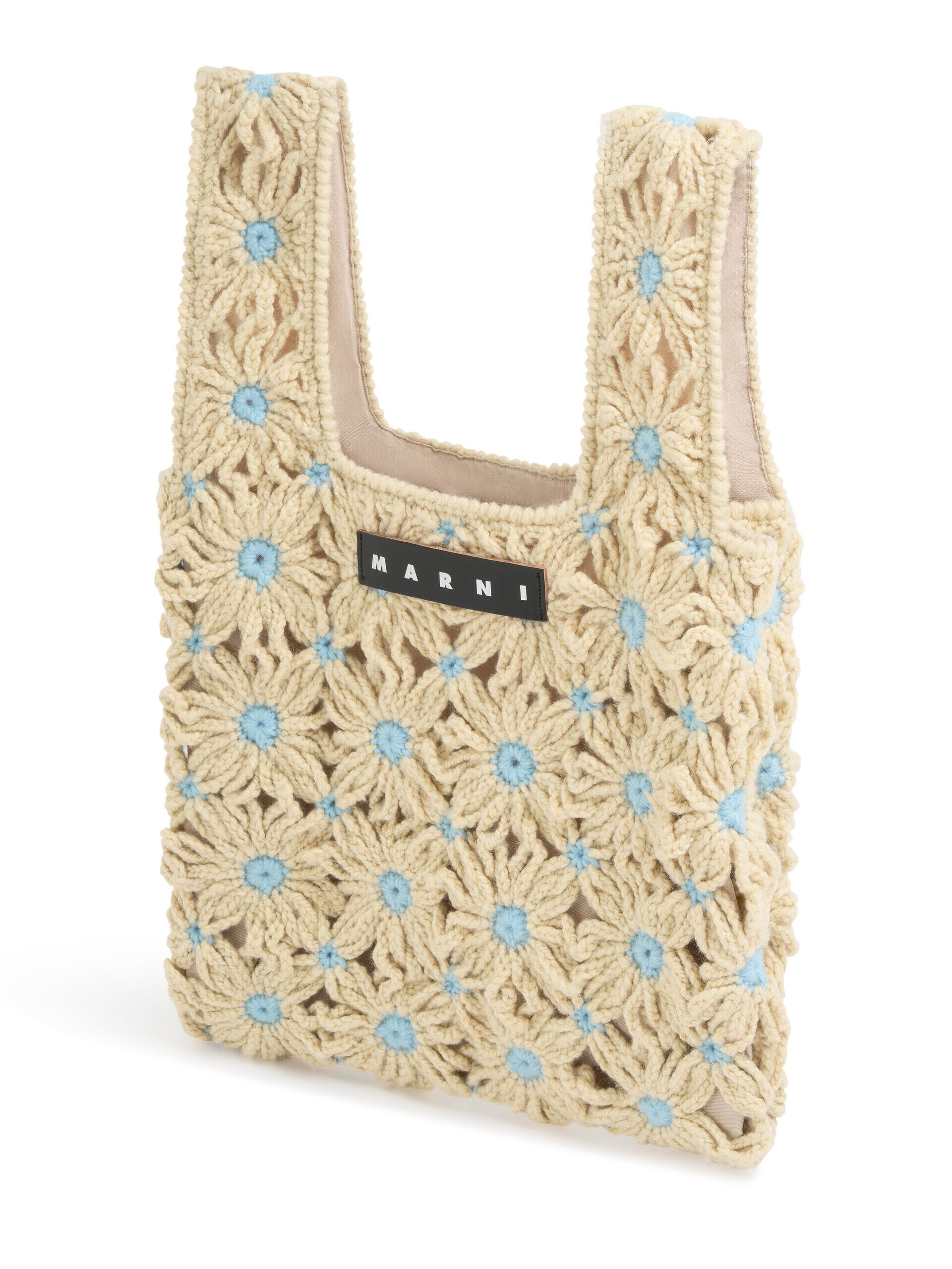 ホワイト ブルー クロシェ製 MARNI MARKET FISHバッグ | Marni