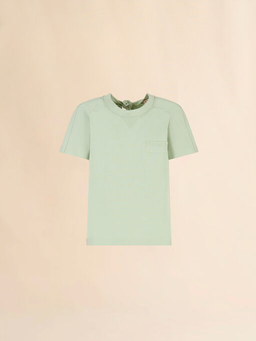 T-shirt in cotone verde con schiena scoperta e tasca Trunkaroo - Camicie