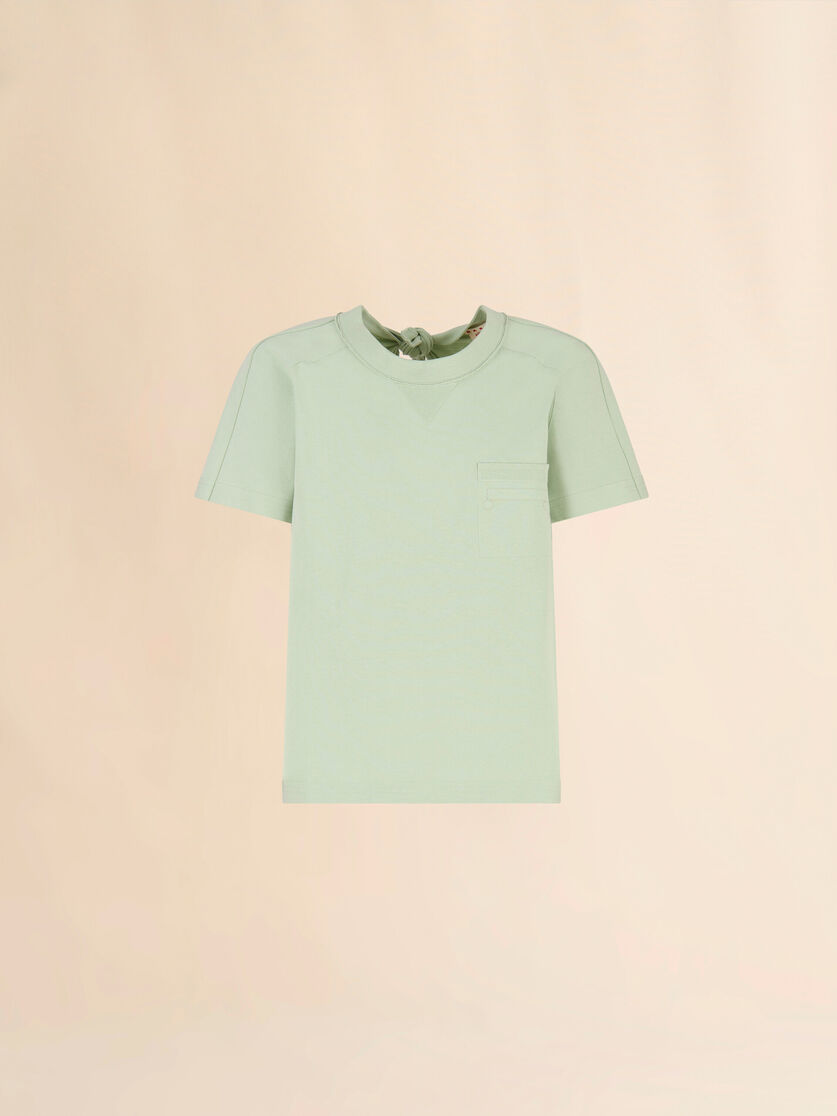 T-shirt in cotone verde con schiena scoperta e tasca Trunkaroo - Camicie - Image 1