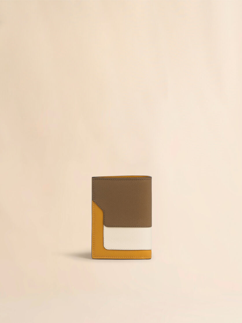 Blue white and brown saffiano leather bi-fold wallet - Wallets - Image 3
