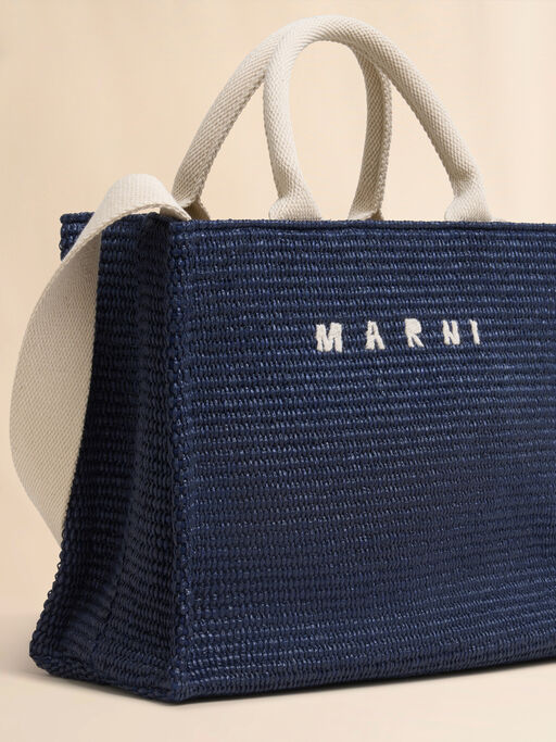 Blue raffia-effect Small Tote Bag - Shopping Bags