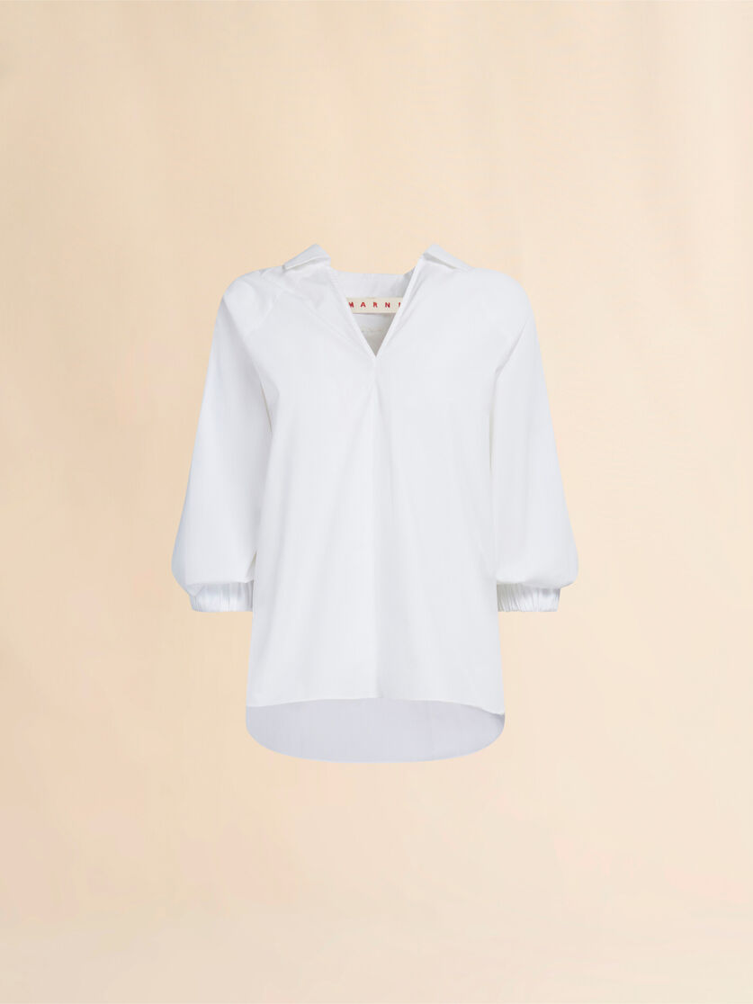 White organic poplin top with shirt collar | Marni