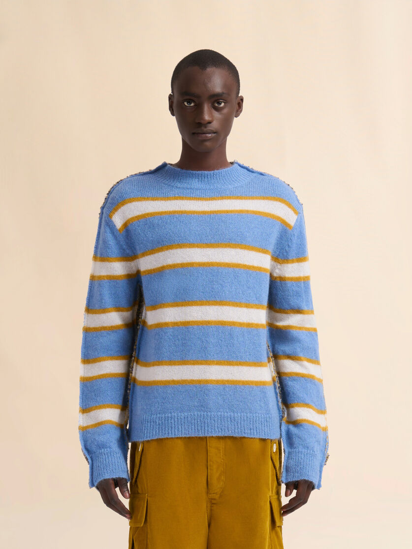 Maglione in mohair a righe blu e retro a contrasto - Pullover - Image 2