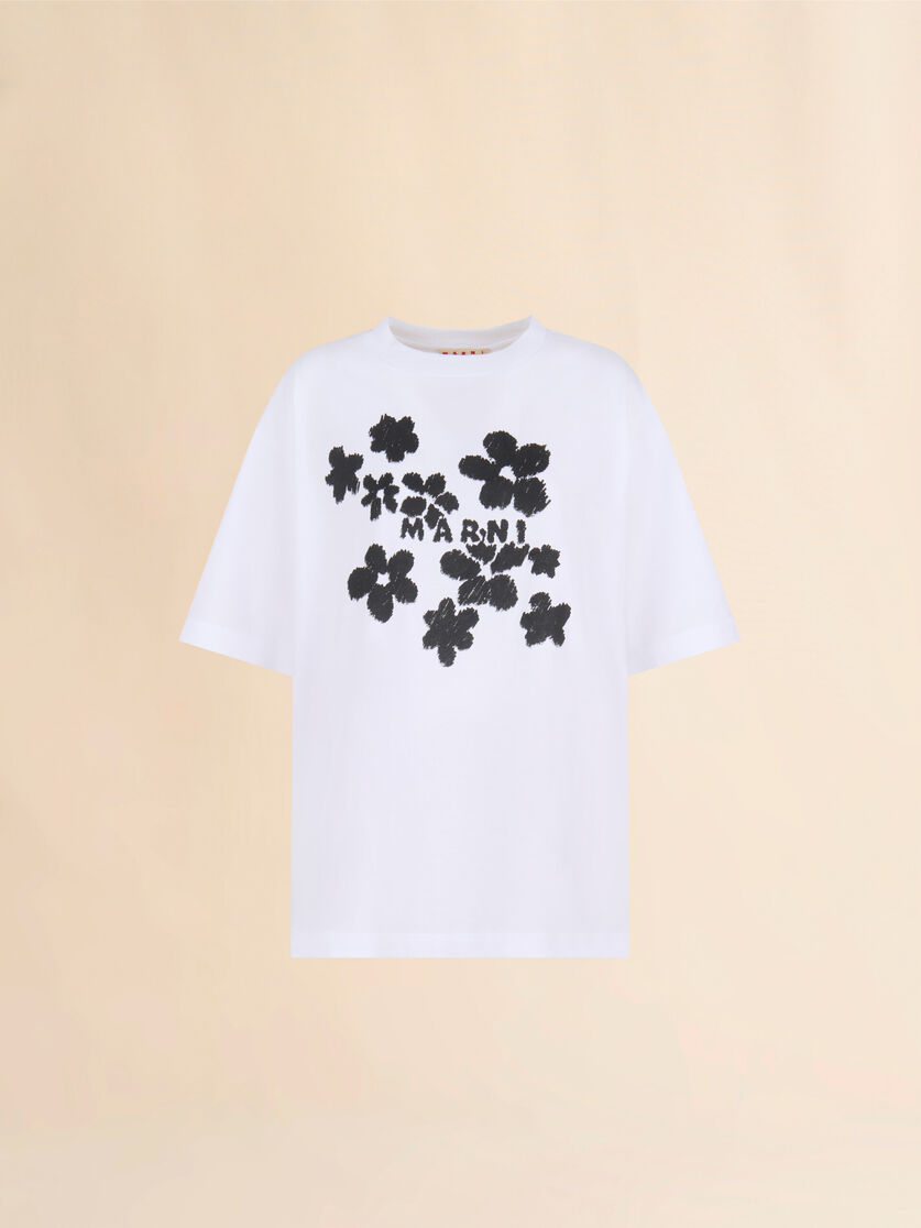 White cotton T-shirt with Daisy Garden print - T-shirts - Image 1