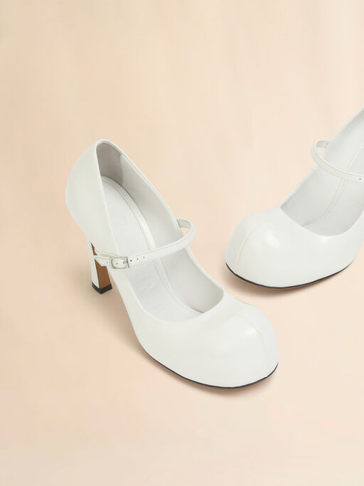 White leather New Wave Mary Jane pump - Mocassin