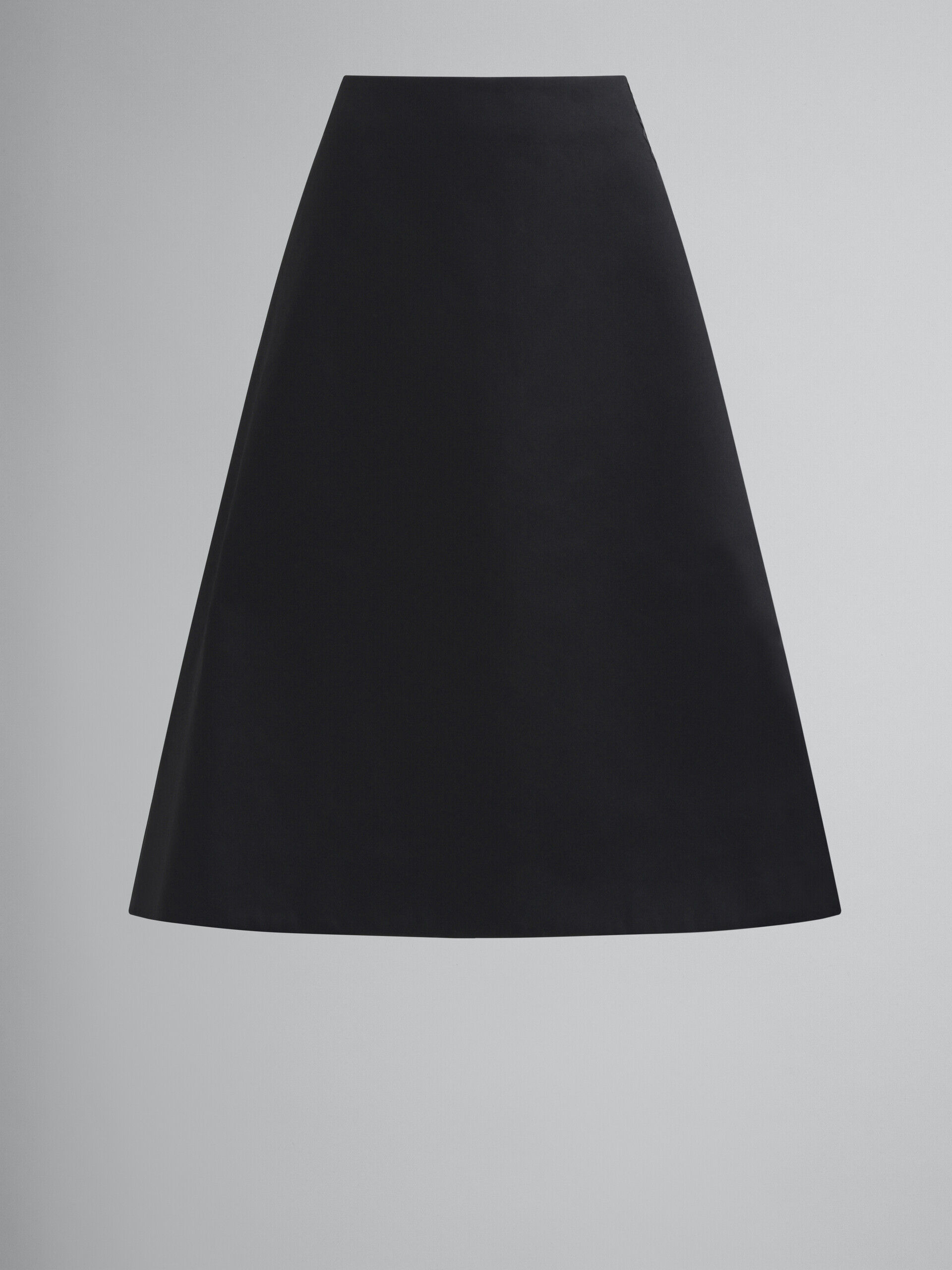 Black organic cotton satin flared skirt | Marni