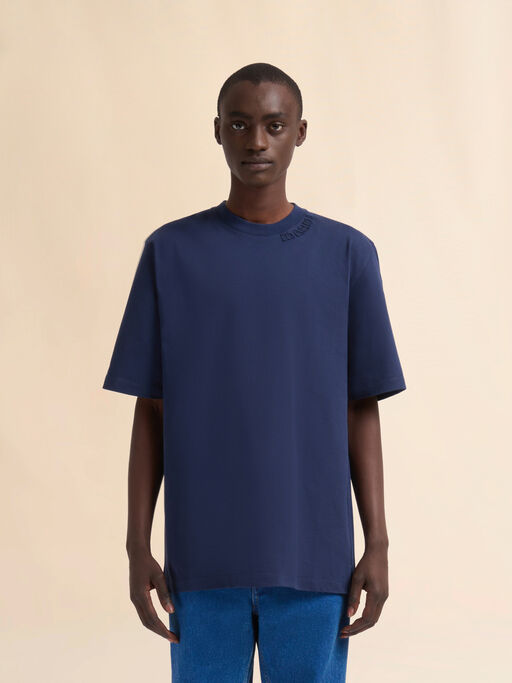 ディープブルーブルー マルニパッチ付き オーガニックコットン製オーバーサイズTシャツ - シャツ