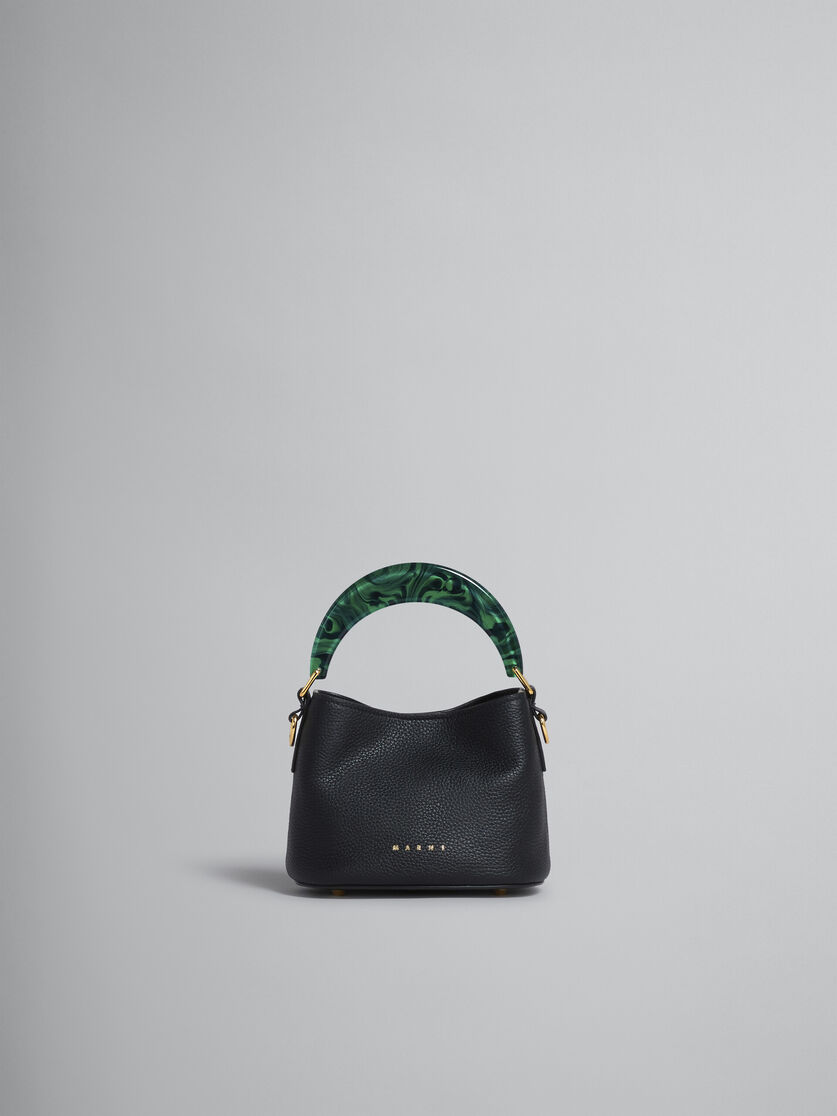 Mini-sac seau Venice en cuir noir - Sacs portés épaule - Image 1
