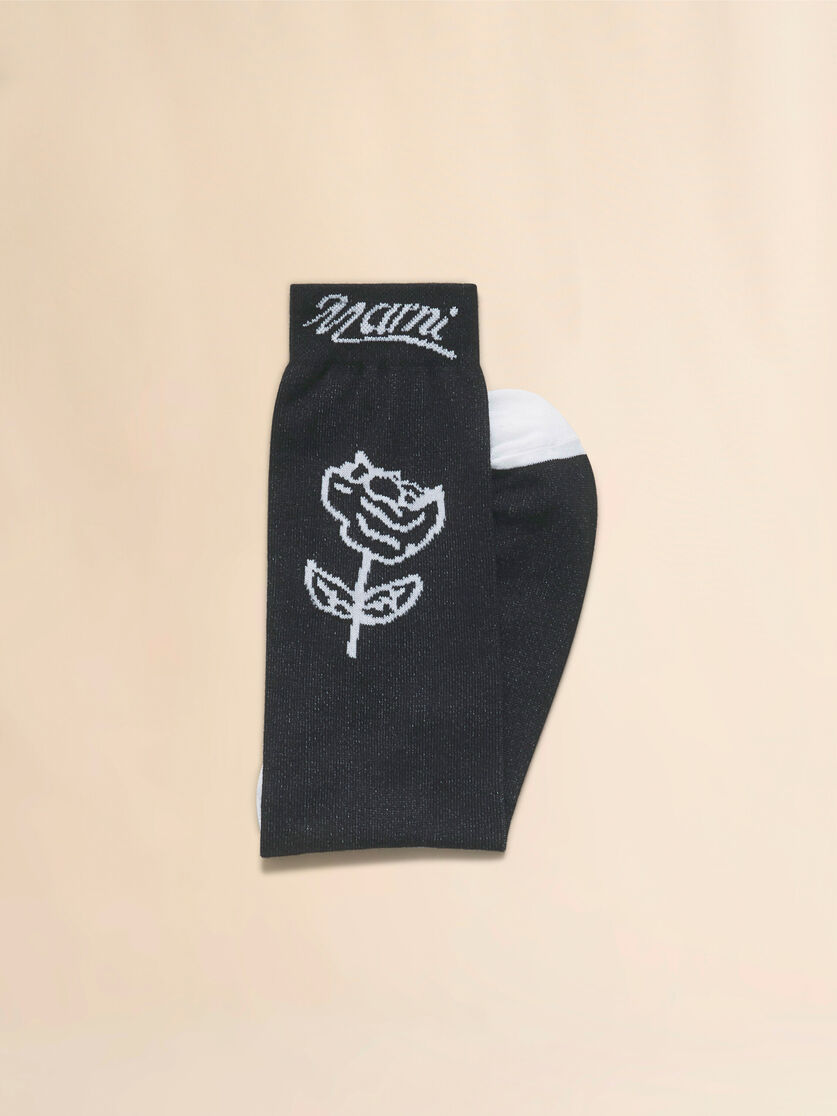 Light blue cotton socks with rose detail - Socks - Image 2