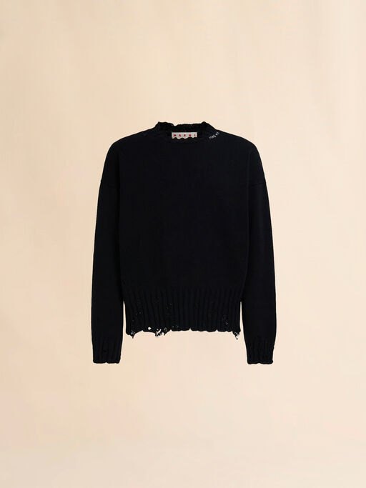 Black twisted crewneck sweater - Pullovers
