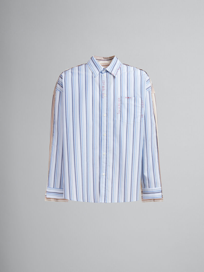 Blue and pink double stripe organic poplin shirt | Marni