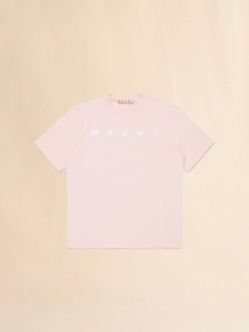 Pink cotton T-shirt with Marni logo print, Image 1