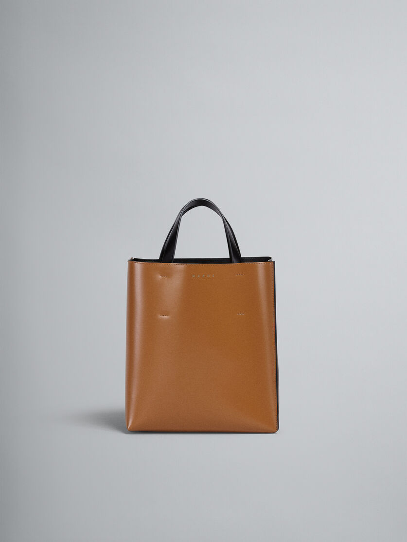 MUSEO small bag in brown and black leather - Shopping Bags - Image 1