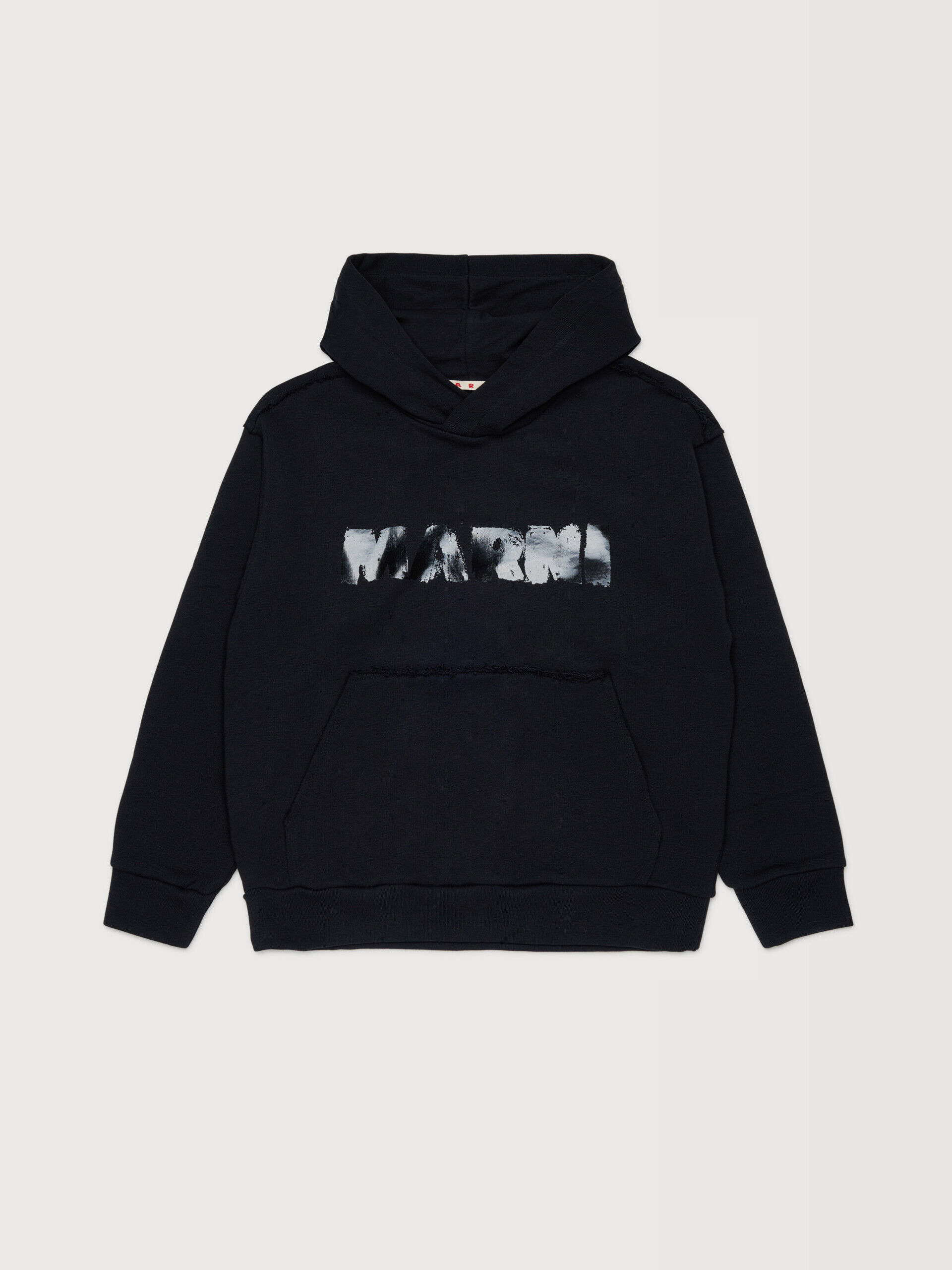 MARNI 黒 ロゴ入り パーカー ブラック コットンフーディー、光沢あるMarniロゴ入り | Marni