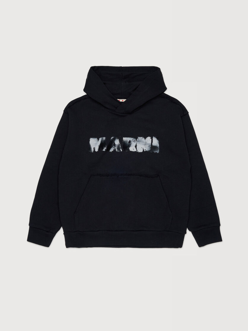 Black cotton hoodie with shiny Marni logo, Image 1