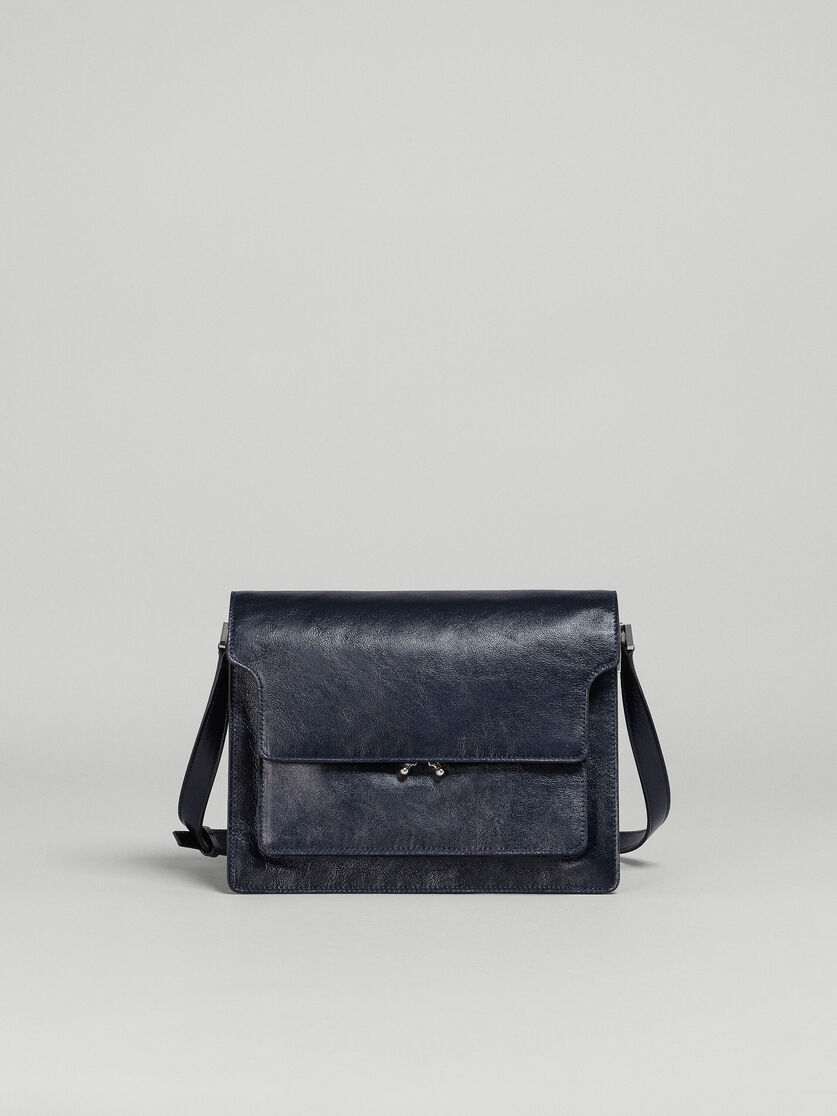 TRUNK SOFT large bag in blue and black leather
