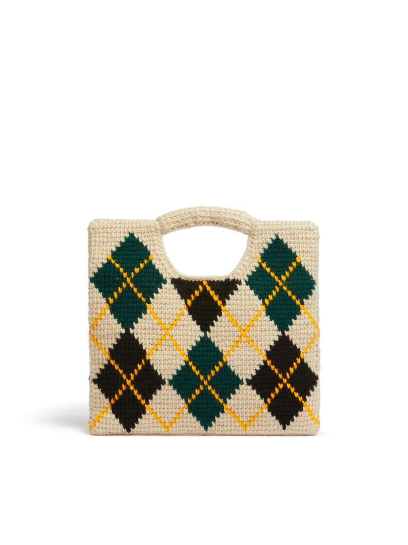 White Rhombus Tech Wool Marni Market Horse Handbag - Shopping Bags - Image 3