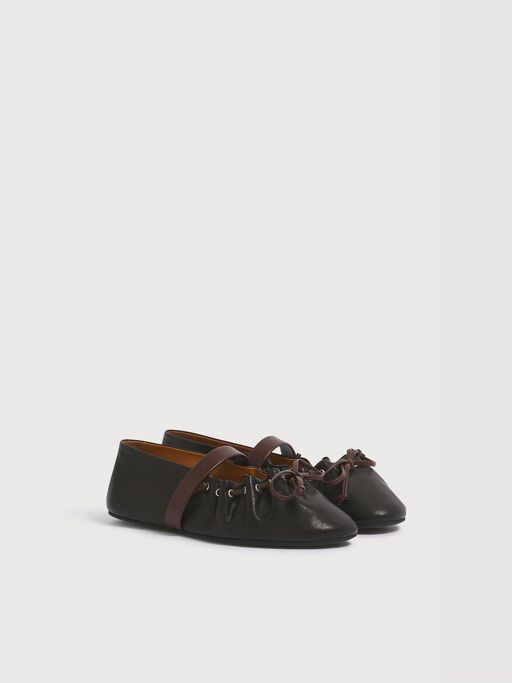 Soft Ballerina Mary Jane aus schwarzem und braunem Leder - Ballerinas