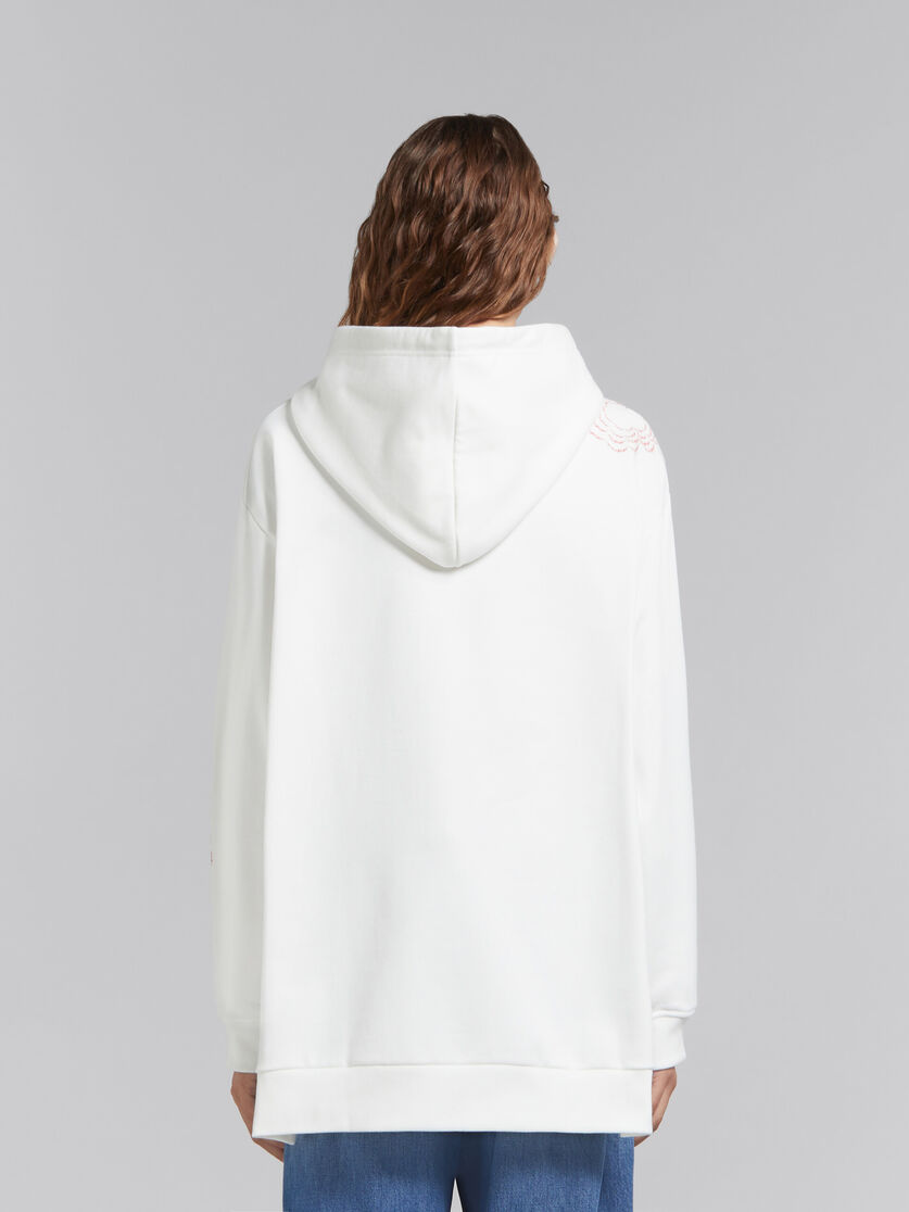 White cotton hoodie with Marni poppies - Sweaters - Image 3