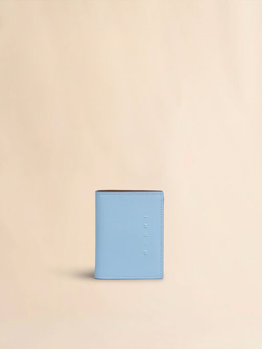 Blue leather bifold wallet with raised Marni logo - Wallets