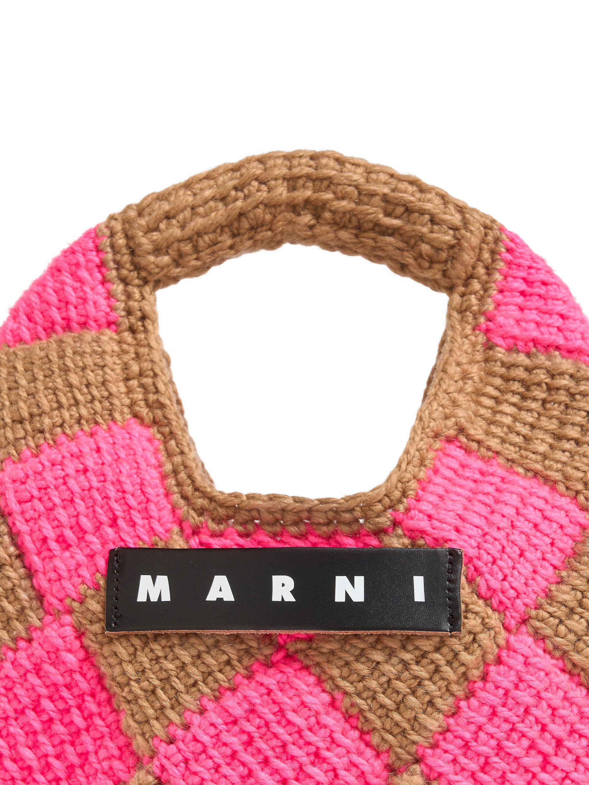 マルニマーケット　ニット　バッグ　ピンク　MARNI DIAMOND ピンク＆ブラウン MARNI MARKET DIAMOND テックウールバッグ