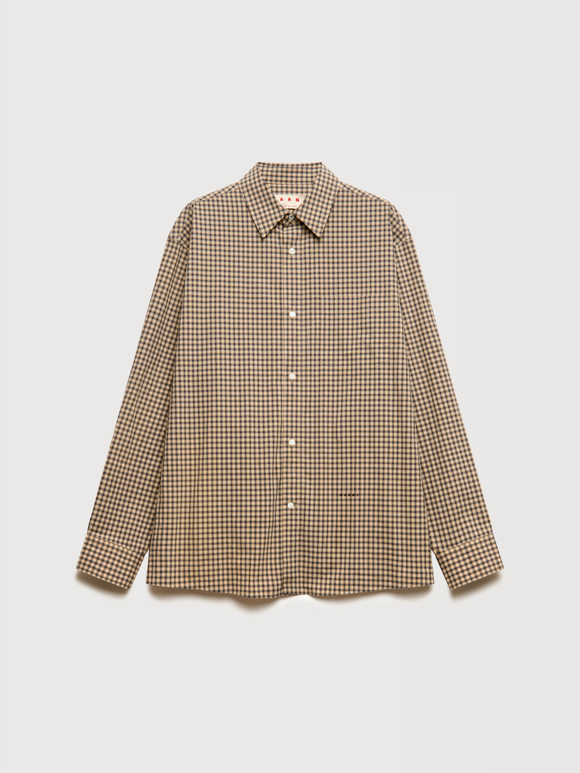 マルニ　MARNI 長袖　チェックシャツ　メンズ　ベージュ　44 S コットン メンズ シャツ｜公式オンラインストア | Marni