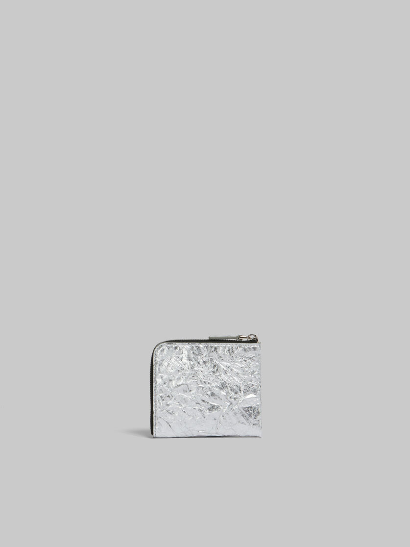 Portafoglio Prisma con zip in pelle color argento - Portafogli - Image 3