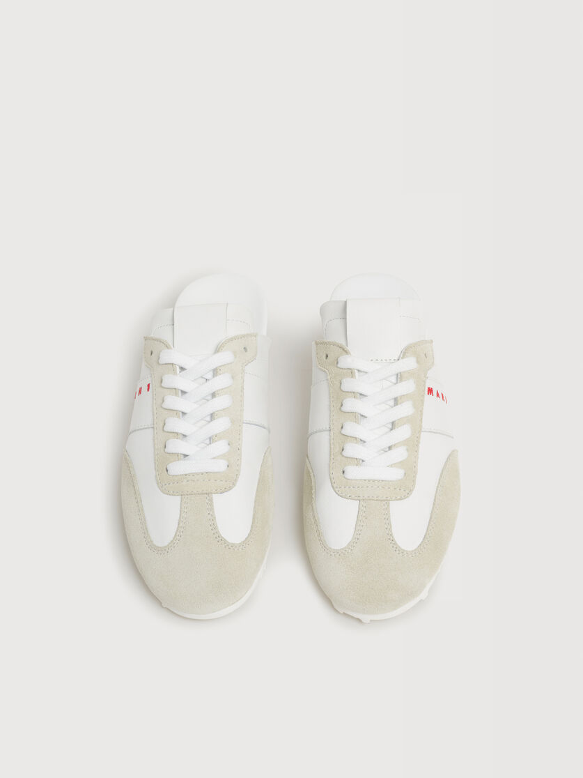 White nappa leather and suede Softy Soccer slip-on sneaker, Image 4