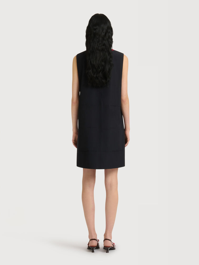 Black techno wool dress with mock neck, Image 4