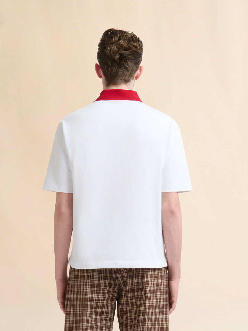 White cotton piqué polo shirt - Shirts - Image 3