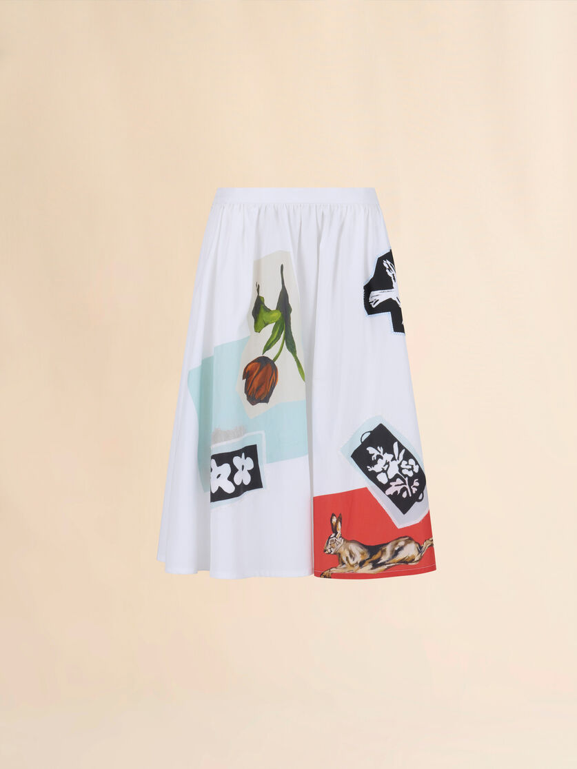 White poplin A-line skirt - Skirts - Image 1