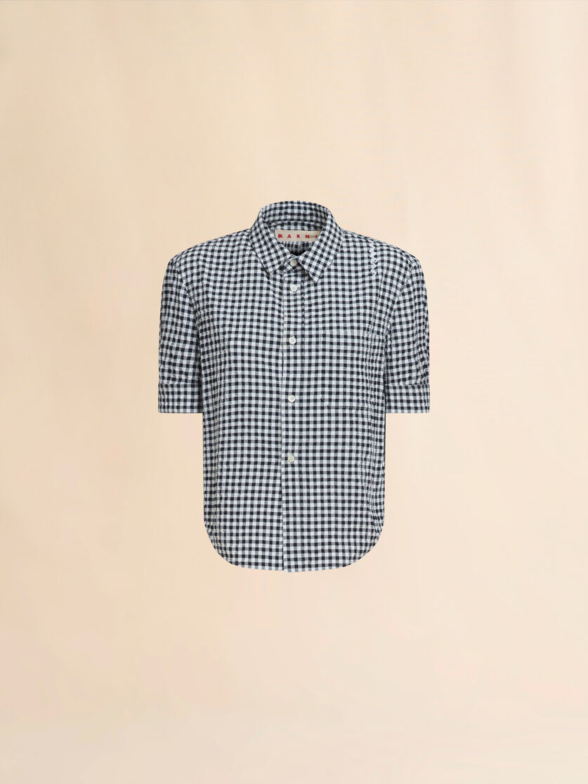 White and light blue seersucker checked shirt - Shirts - Image 1