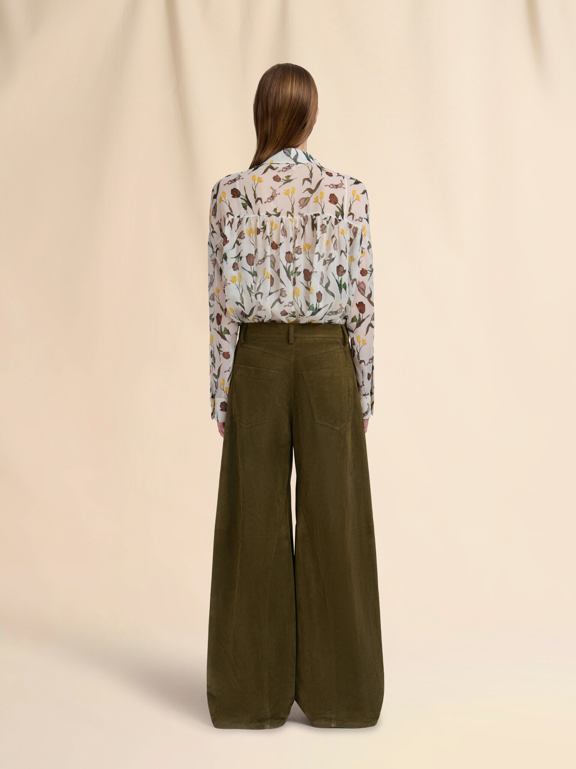 Deep green suede twisted trousers | Marni