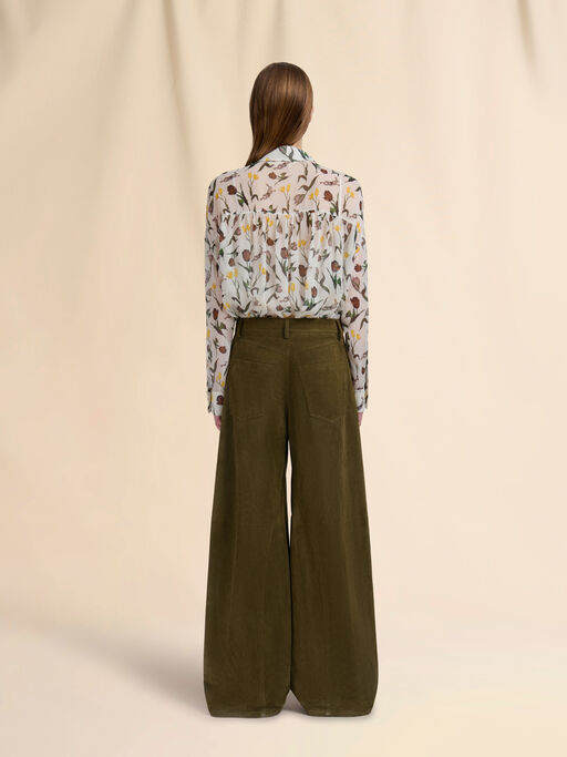 Deep green suede twisted trousers - Pants