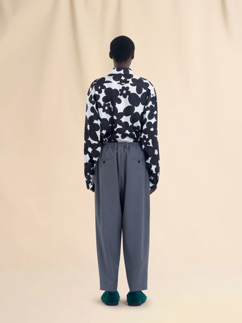 Deep blue tropical wool trousers with drawstring waist - Pants - Image 3
