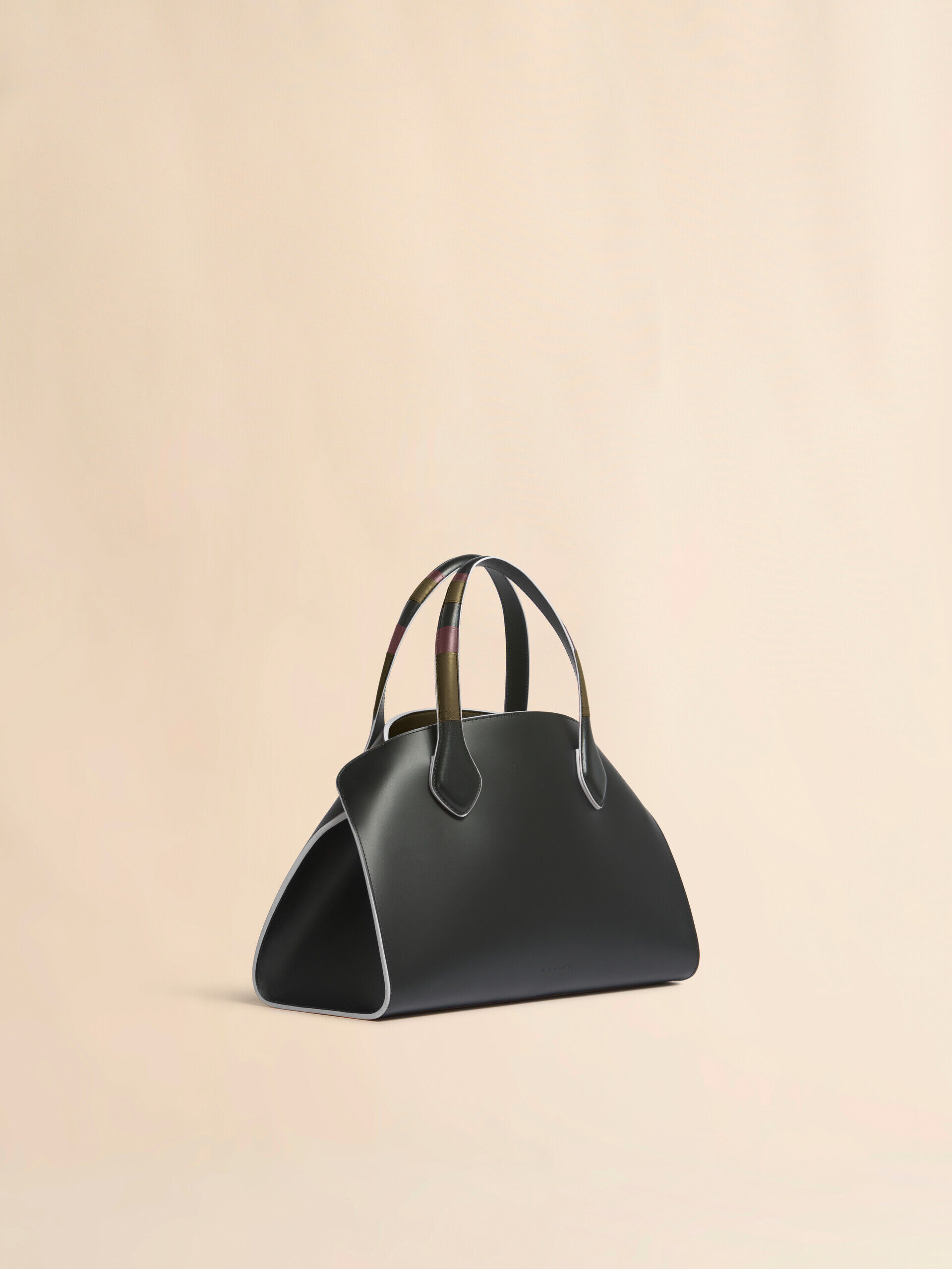 Black leather Overlap medium handbag | Marni