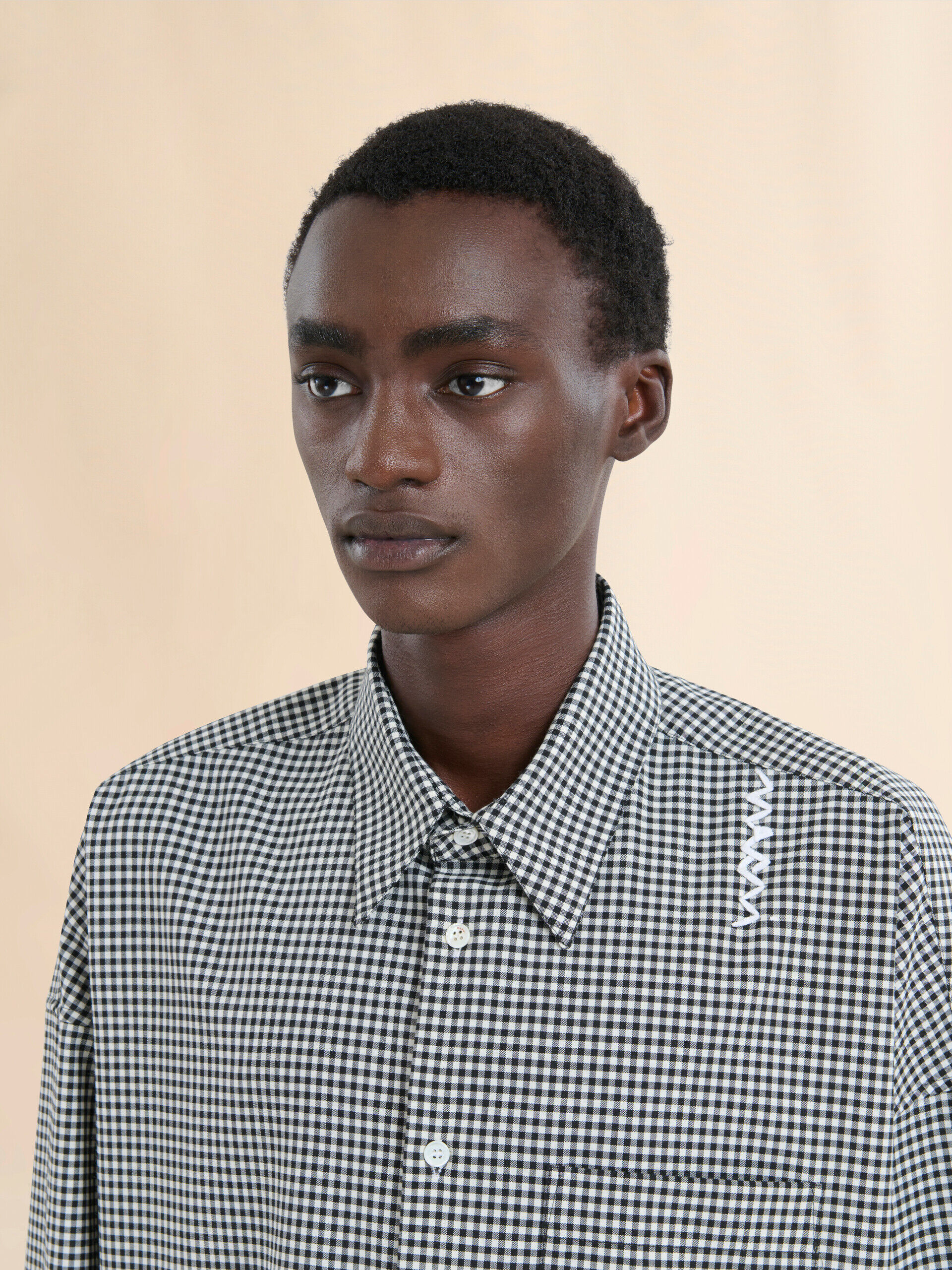 【マルニ】 Shirts シャツ ブラック ホワイト ウール製チェックシャツ | Marni