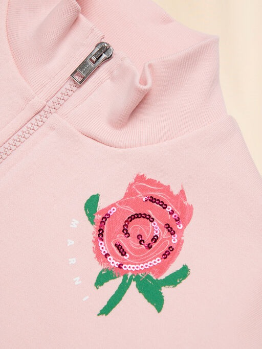 Pink cotton sweatshirt with Tea Time chest print - Sweaters
