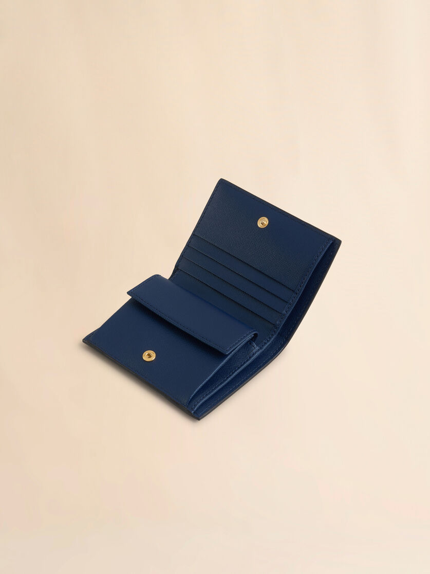 Blue, beige and light blue saffiano leather bi-fold wallet - Wallets - Image 4