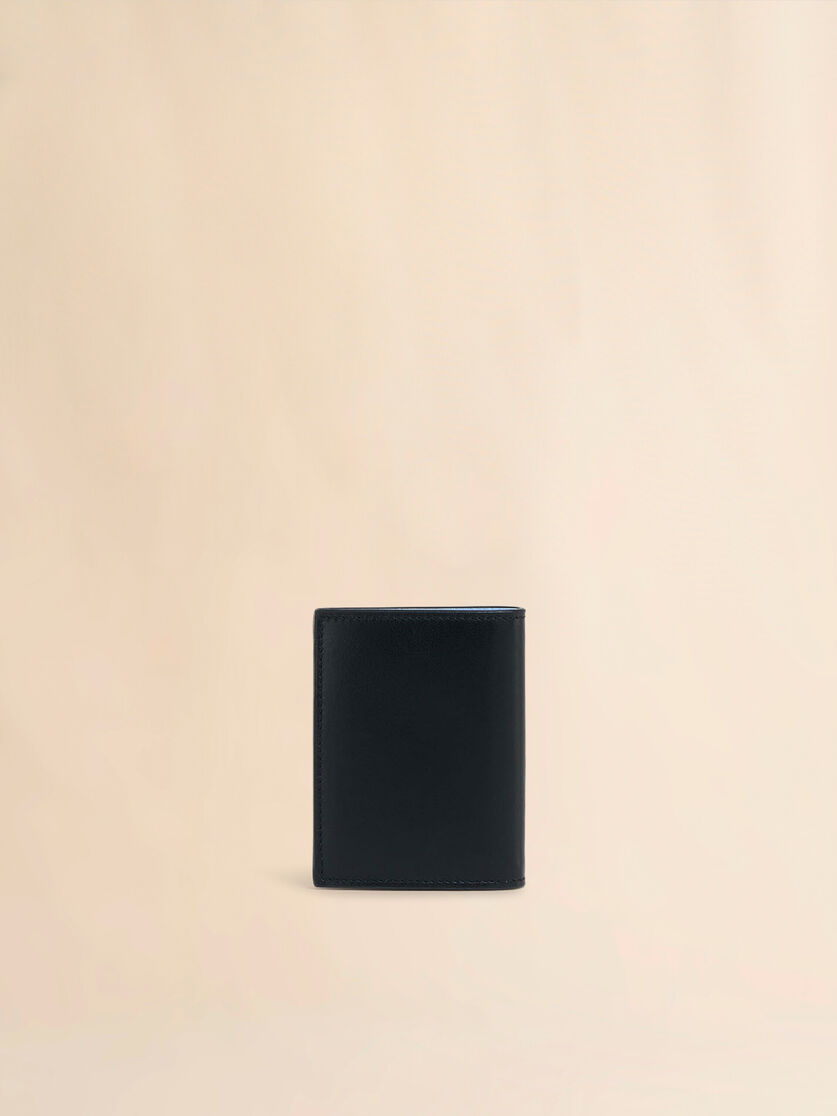 Schwarze zweifache Faltbrieftasche aus Leder mit erhabenem Marni-Logo - Brieftaschen - Image 3