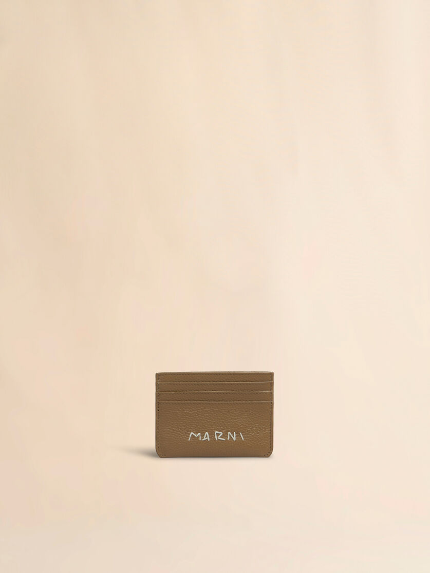 Schwarzes Kartenetui aus Leder mit Marni Mending Stickerei - Brieftaschen - Image 1